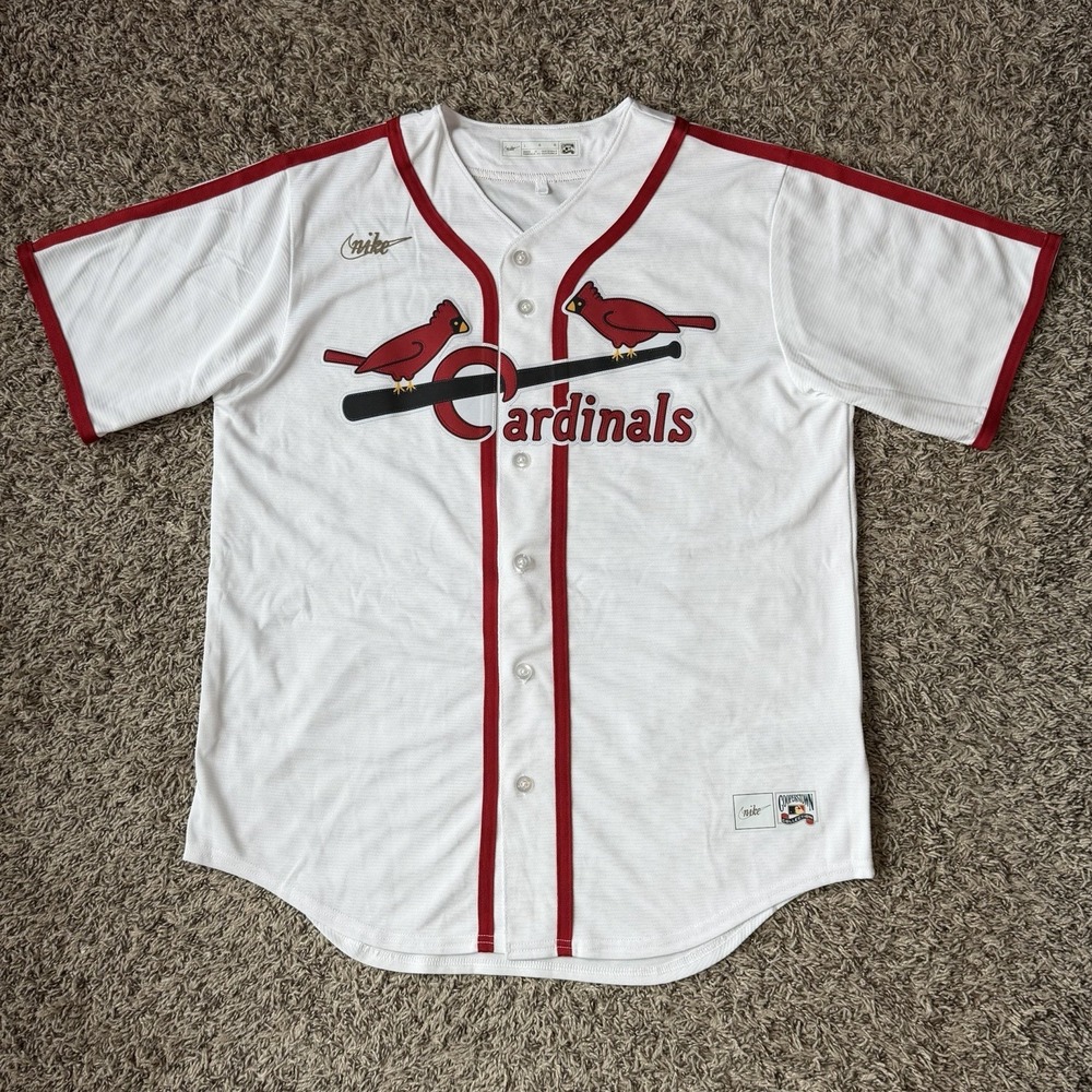 Nike St. Louis Cardinals Cooperstown Collection Jersey Mens Large White Red NEW